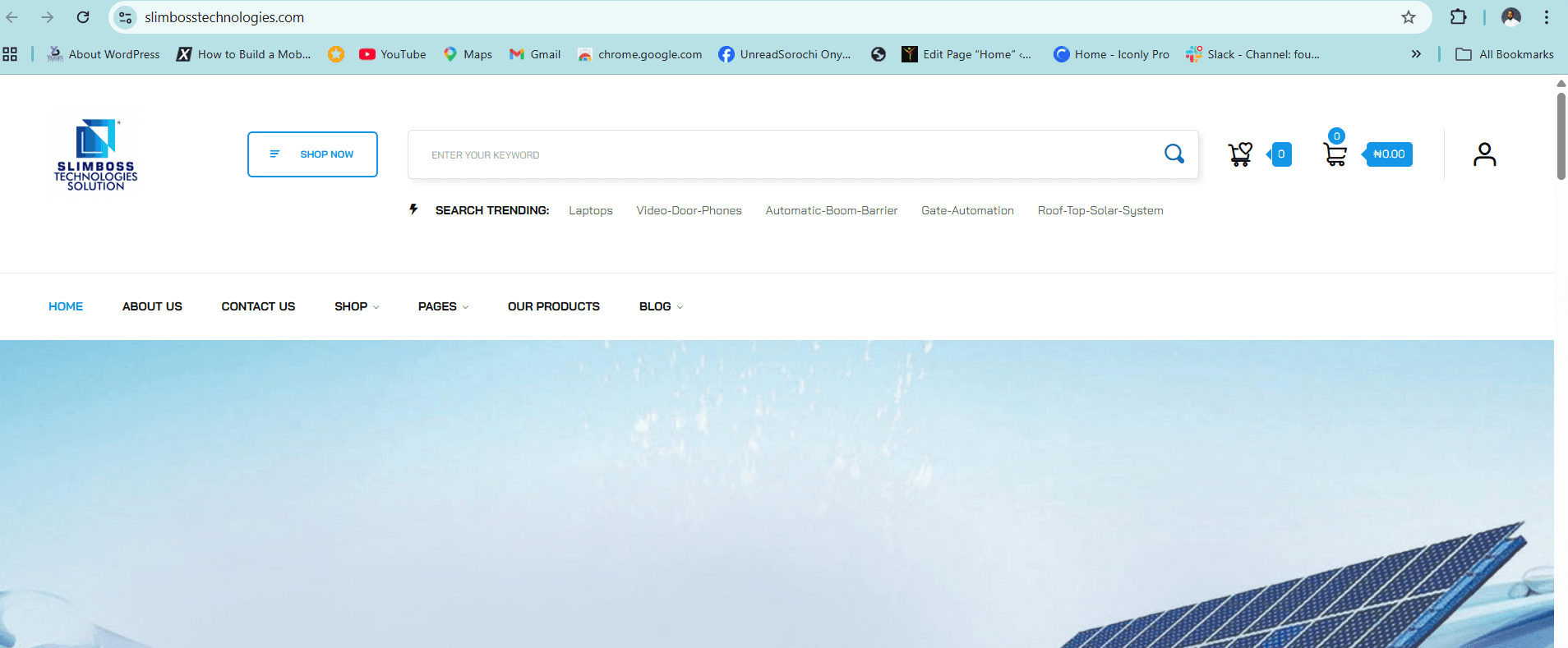 Electronics, security and solar e-commerce store built by Slatech Solutions