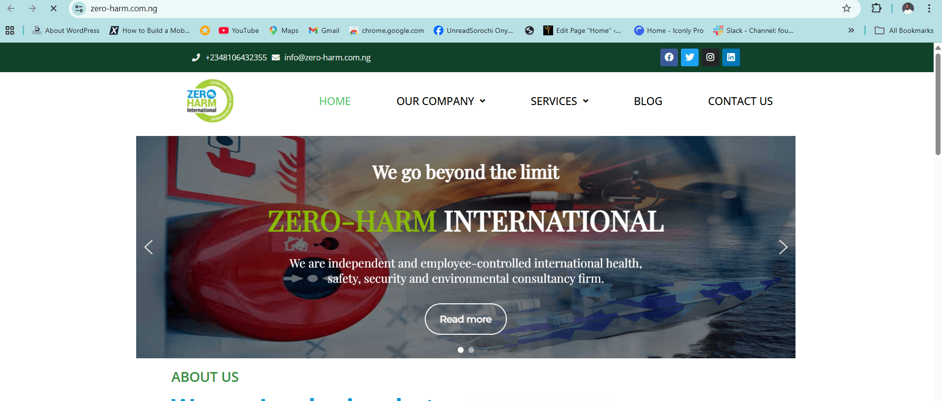 Zero-Harm International health, safety and environment consultancy website designed by Slatech Solutions